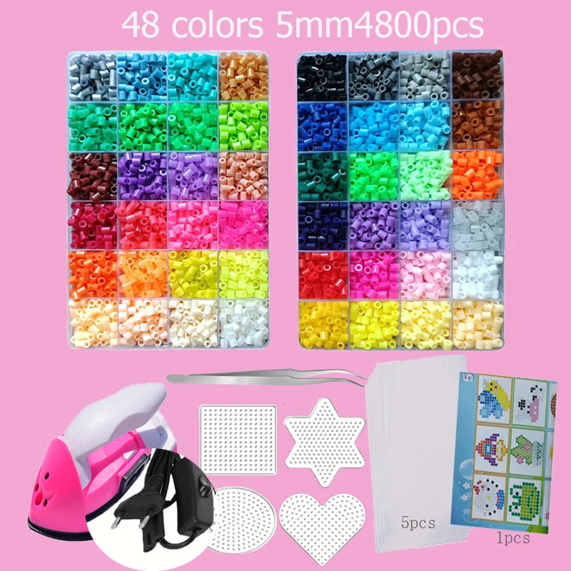 Hama Beads Kit – Fuse Bead Set with Pegboards & Iron