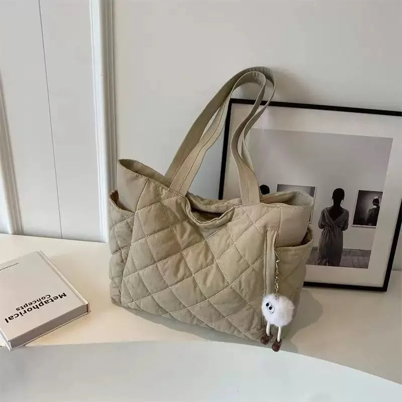 Quilted Tote Bag – Large Capacity Shoulder Bag for Women