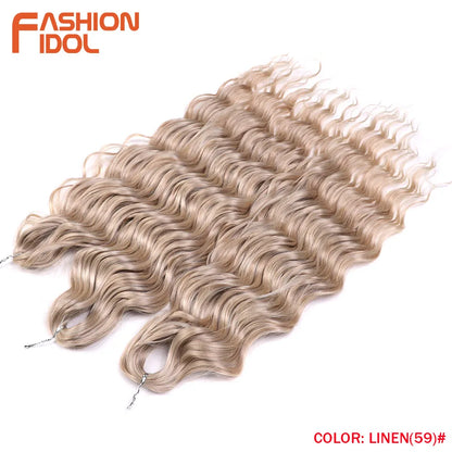 Anna 24 Inch Synthetic Hair Water Wave Braiding Extensions Ombre Blonde Deep Afro Curl Twist Crochet