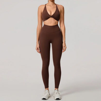 Women's 2-Piece Yoga Set – Long Sleeve Crop Top & Shorts