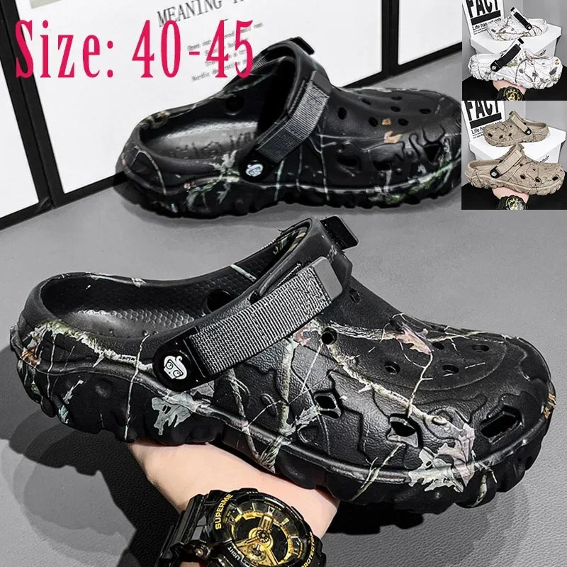 Men's Camo Print Garden Clogs – Chunky Platform Outdoor Shoes