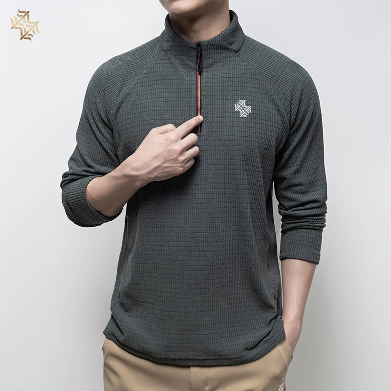 Quarter-Zip Long Sleeve Polo Shirt – Men's Breathable Sportswear