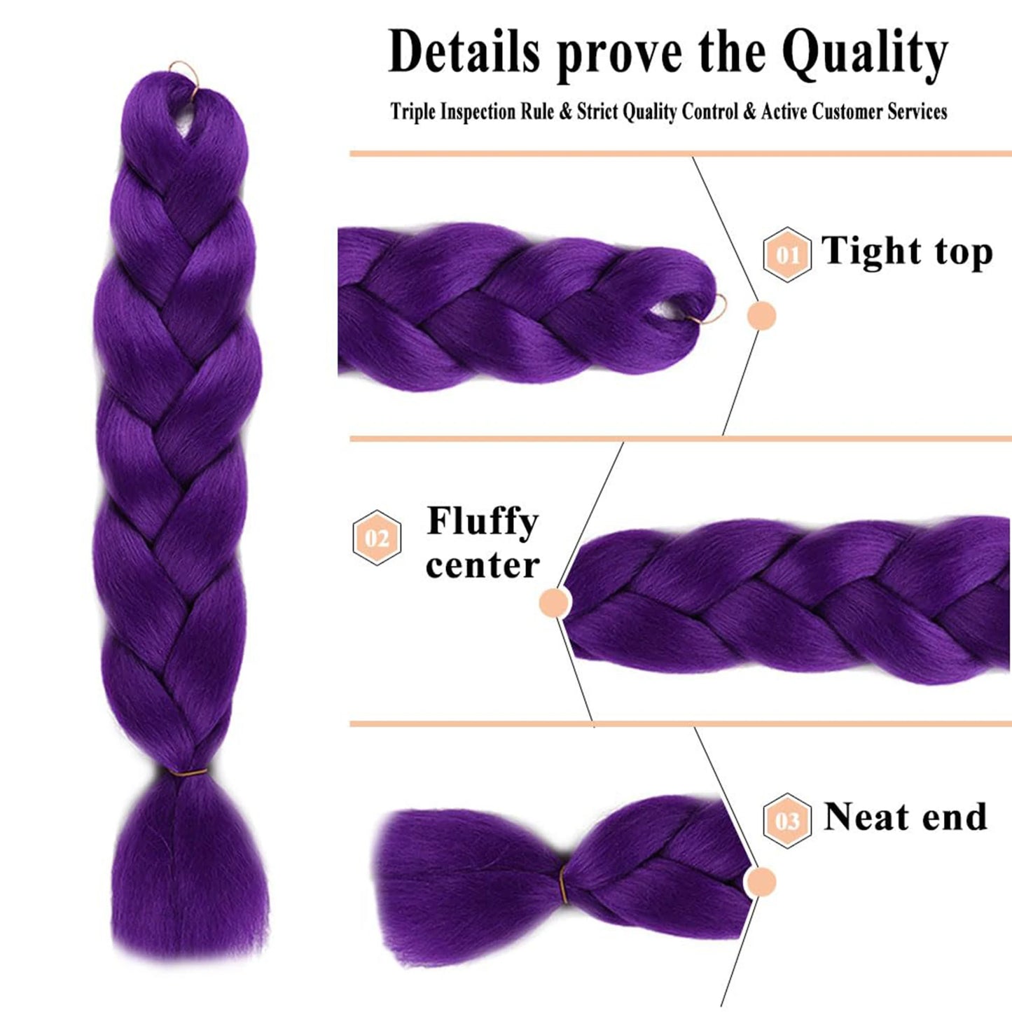 Purple 26inch Braid Clip Ponytail Hair Extension Long Hairpieces Cosplay Kids Girl Halloween
