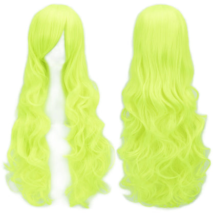 Soowee Curly Long Synthetic Hair Green Wig Hairpiece Pink Black Party Cosplay Wigs Women