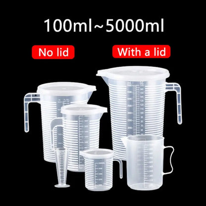 1pc Clear Graduated Measuring Cup Scale Plastic Transparent Mixing Large Capacity Lid Laboratory