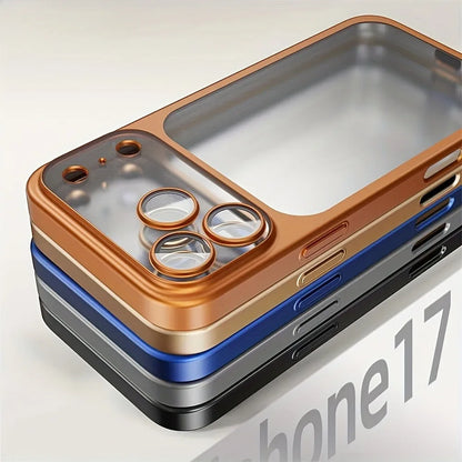Luxury Plating Matte Hard Pc Phone Case Iphone 17 Air 16 15 14 13 Promax Camera Lens Film Protector