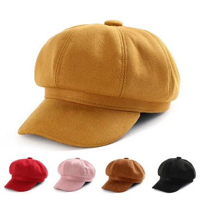 Newsboy Cap – Casual Suede Baker Hat for Women