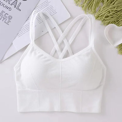 Women's Cross-Back Sports Bra – Push Up Fitness Tank Top