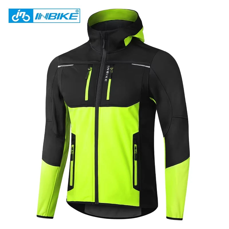 Men's Winter Cycling Windbreaker Jacket – Hooded Fleece Windproof Coat