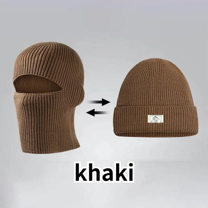2-in-1 Knitted Balaclava Beanie Hat – Windproof Full Face Ski Mask