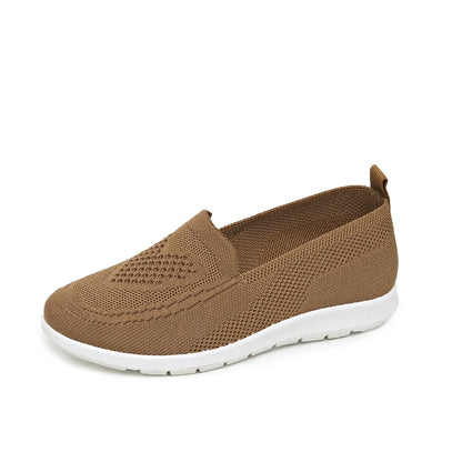 Women's Breathable Slip-On Flats – Casual Knit Mesh Shoes