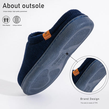 Winter Men S Slippers Tpr Sole Anti Slip Stripe Design Warm Soft Comfortable Memory Foam Indoor