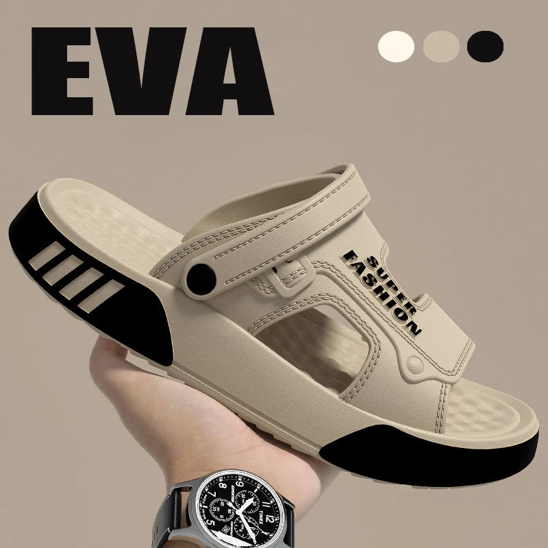 Men Slippers Summer Eva Soft-Soled Platform Slides Sandals Indoor Outdoor Walking Beach Shoes Flip