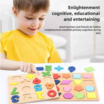 Wooden Alphabet & Number Puzzle Board – Montessori Learning Toy for Kids
