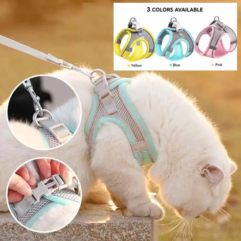 Mesh Dog Harness & Leash Set – Reflective, Escape-Proof Walking Vest