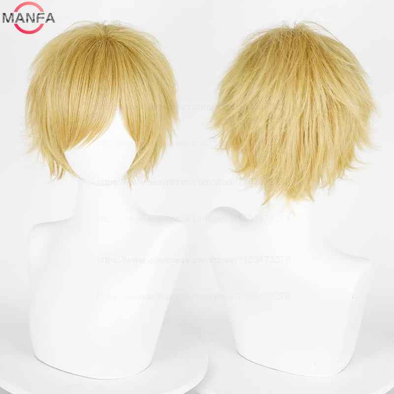 Anime 30cm Short Straight Cosplay Wig Black White Green Brown Purple Blue Gray Red Gold Man Women