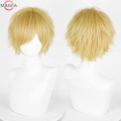 Anime 30cm Short Straight Cosplay Wig Black White Green Brown Purple Blue Gray Red Gold Man Women