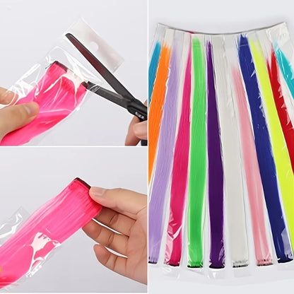 Clip-In Hair Extensions 5pcs Straight Colorful Synthetic 20 Inch