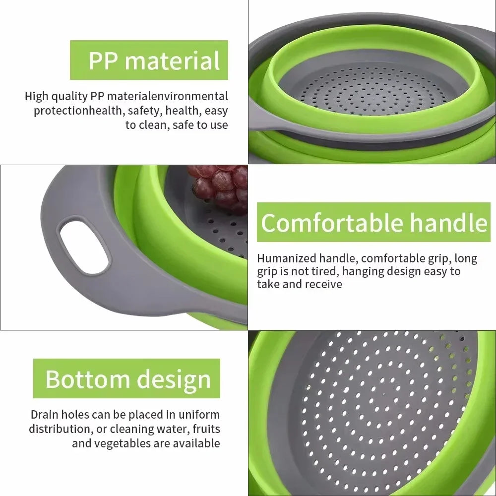 Collapsible Silicone Colander – Foldable Kitchen Strainer