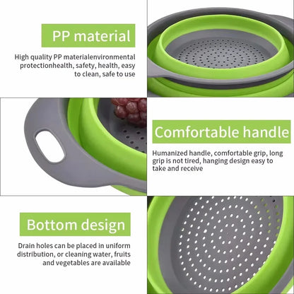 Collapsible Silicone Colander – Foldable Kitchen Strainer