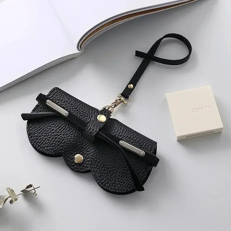 Litchi PU Leather Hanging Glasses Case – Portable Eyewear Holder