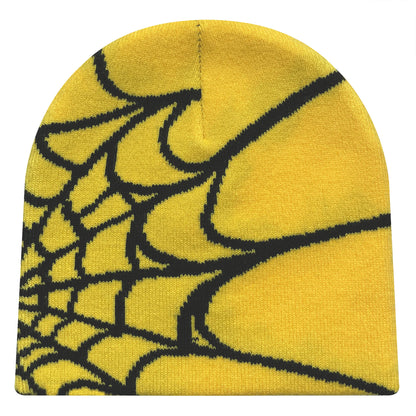 Spider Web Knit Beanie – Y2K Unisex Winter Hat