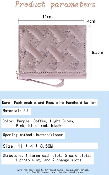 Embroidered Heart Wallet – Women's Short Zip Card Holder