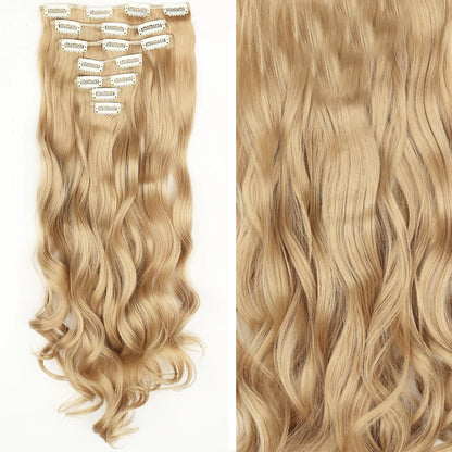 Clip-In Hair Extensions 7pcs 16 Clips Wavy Synthetic 24 Inch