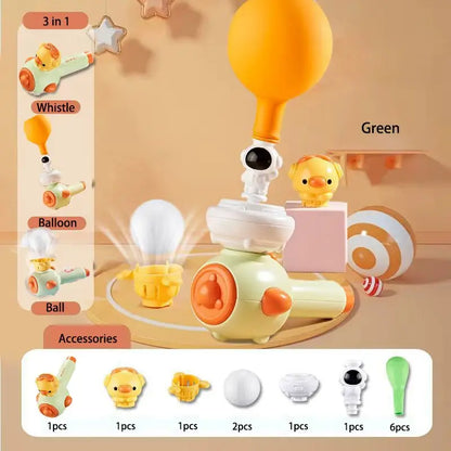 Kids Blowpipe Ball Launcher – Cute Animal Breathing Practice Toy