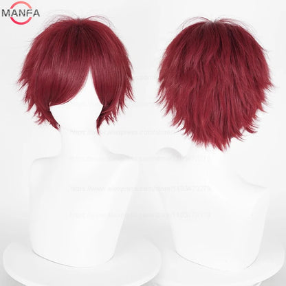 Anime 30cm Short Straight Cosplay Wig Black White Green Brown Purple Blue Gray Red Gold Man Women