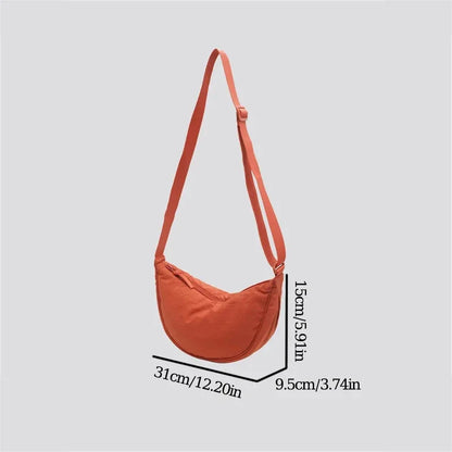 Nylon Crescent Shoulder Bag for Women – Casual Crossbody