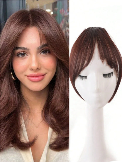 Synthesis Wig Middle-Part Bangs Hair Extensions Clip Forehead Natural Seamless French Oblique