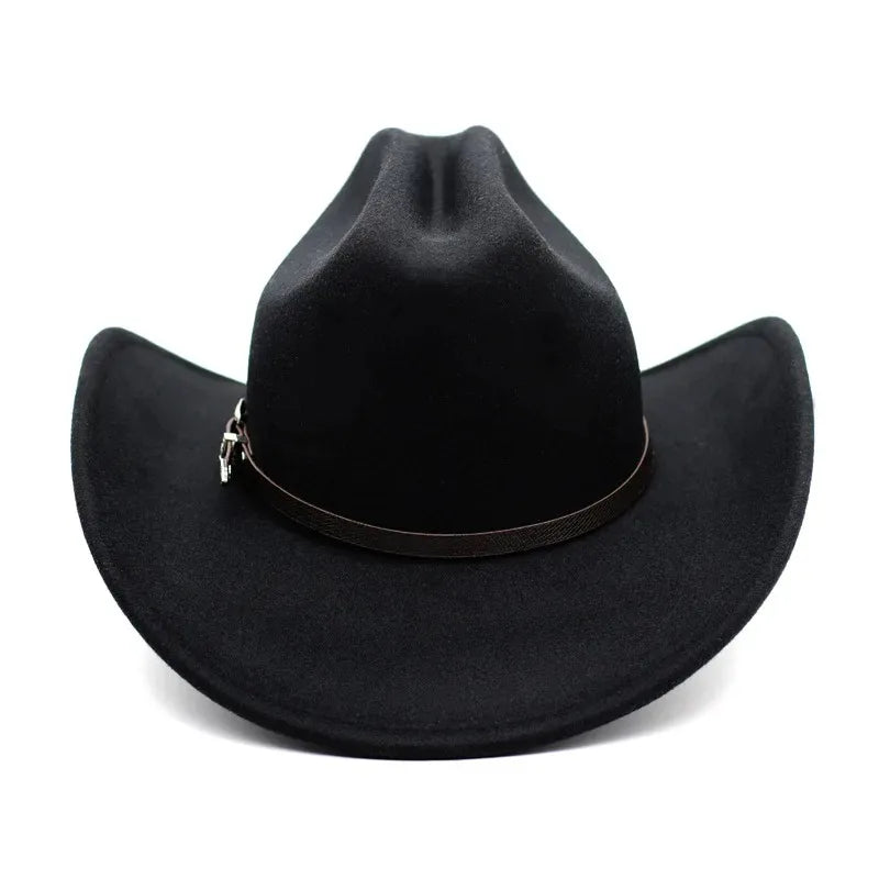 Vintage Western Cowboy Hat – Wide Brim Felt Hat for Men & Women