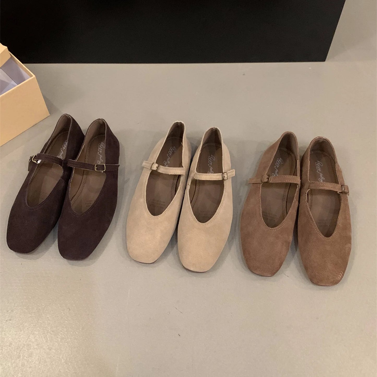 Women's Soft Suede Ballet Flats – Mary Jane Slip-On Shoes