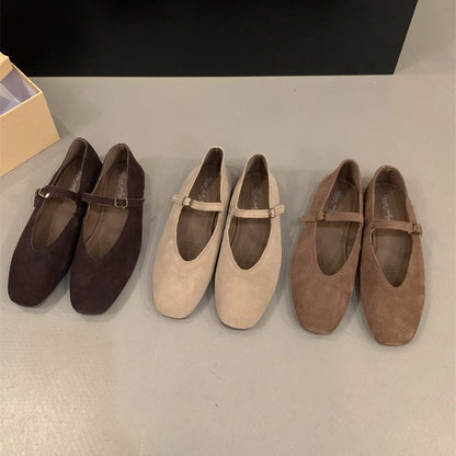 Women's Soft Suede Ballet Flats – Mary Jane Slip-On Shoes