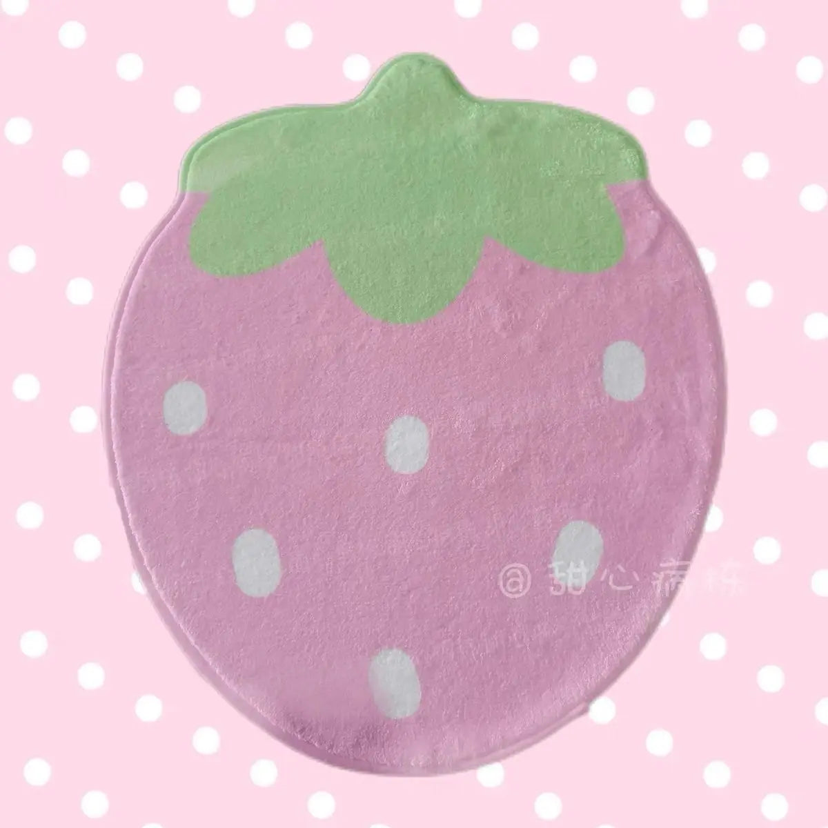Strawberry Plush Bedroom Rug – Cute Anti-Slip Carpet