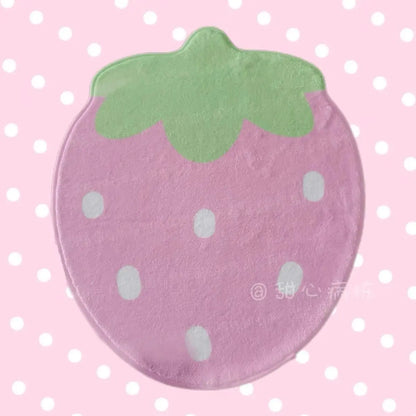 Strawberry Plush Bedroom Rug – Cute Anti-Slip Carpet
