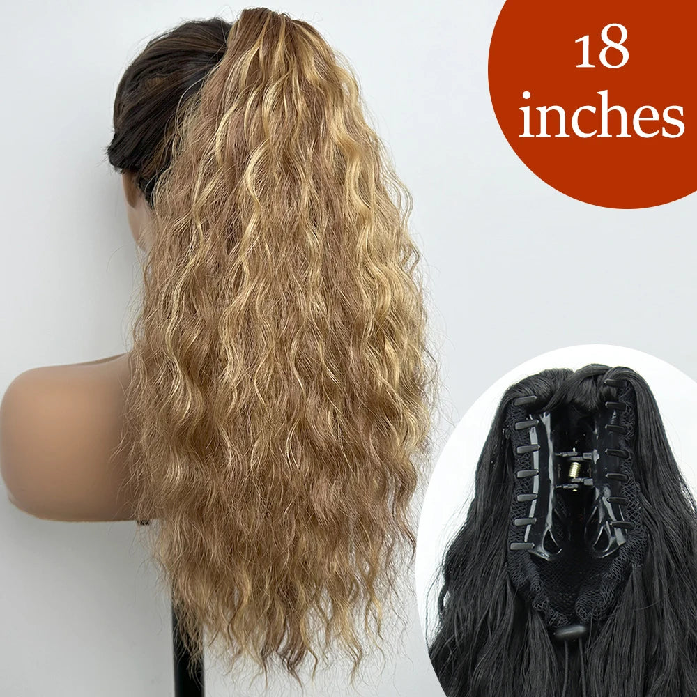 Synthetic Long Straight Claw Clip Ponytail Hair Extensions 24inch Heat Resistant Pony Tail Piece