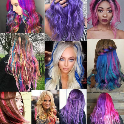 Clip Hair Extensions 6pcs Pack Colored Party Highlights 22 Inches Multi-Colors Straight Hair