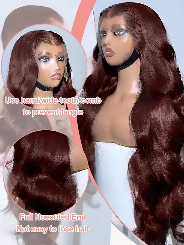Chocolate Brown Body Wave 13x4 Hd Lace Front Human Hair Wigs Pre Plucked Peruvian Glueless Frontal
