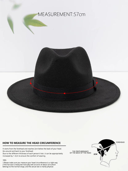 Wide Brim Wool Fedora Hat – Unisex Jazz Panama Hat