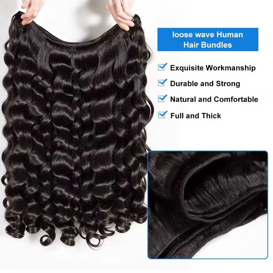 30 40 Inch Loose Wave Bundles 3 4 5pcs Raw Virgin Unprocessed Human Hair Brazilian Deep Extensions
