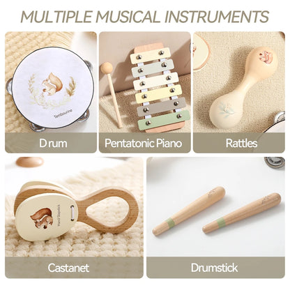 Baby Montessori Musical Instruments Set – Xylophone, Drum & More