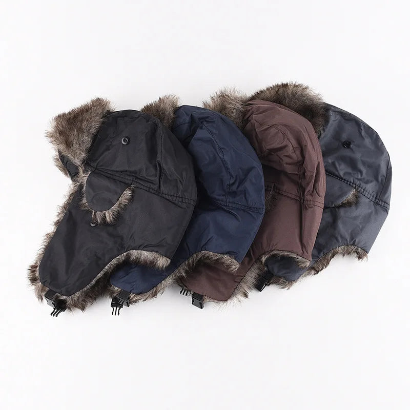 Men's Winter Trapper Hat with Faux Fur Earflaps