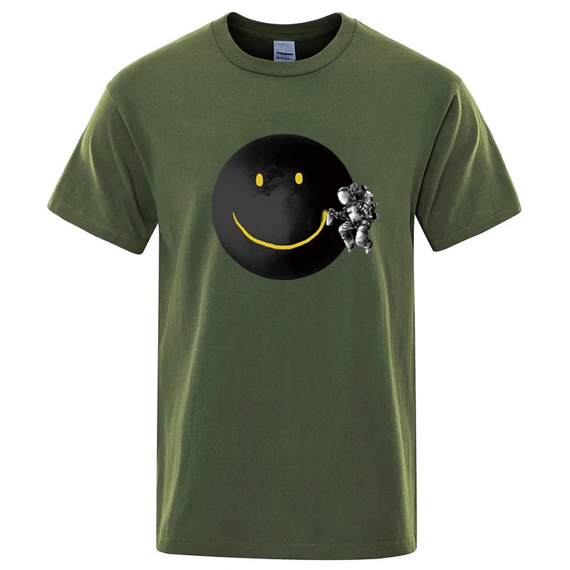 Funny Spaceman Graphic T Shirt Cotton Blend Casual Tee