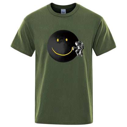 Funny Spaceman Graphic T Shirt Cotton Blend Casual Tee