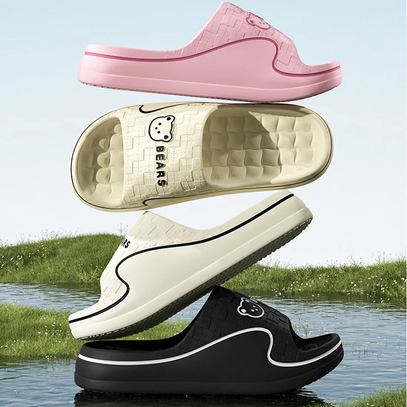Women S Home Slippers Cute Cartoon Eva Indoor Bathroom Sandals Soft Sole Non-Slip Summer Outdoor