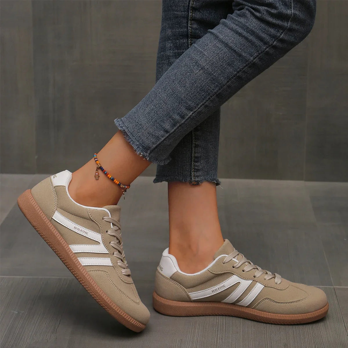 Women's Flat Sneakers – Lightweight Casual Lace-Up Loafers