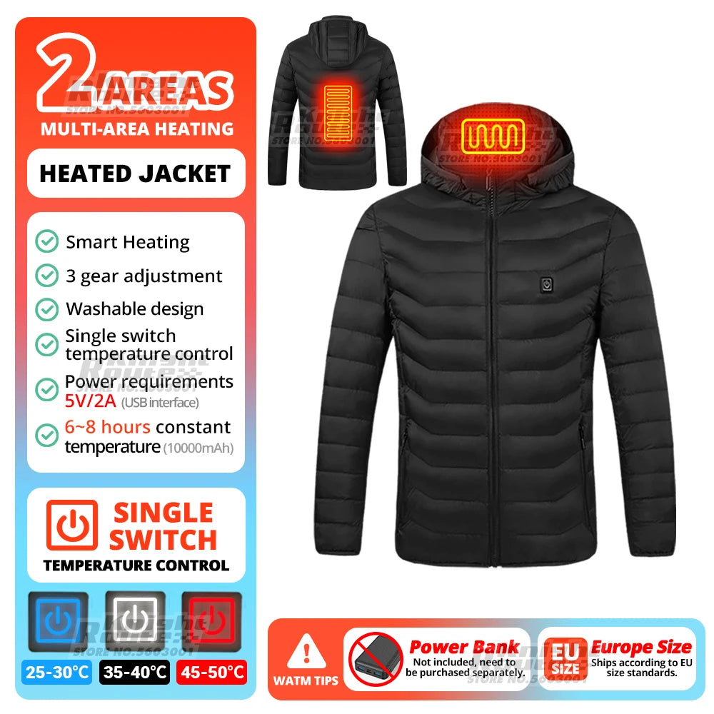 USB Electric Heated Jacket – 21 Heating Zones, 3-Gear Temperature Control