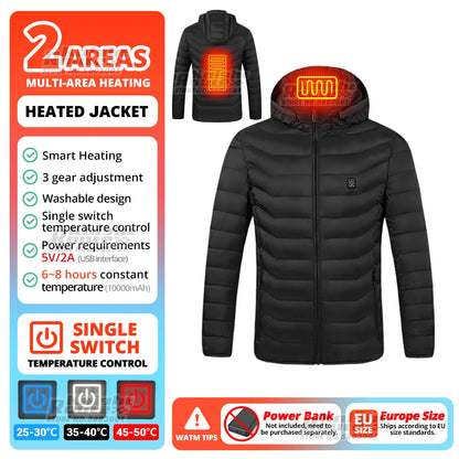 USB Electric Heated Jacket – 21 Heating Zones, 3-Gear Temperature Control